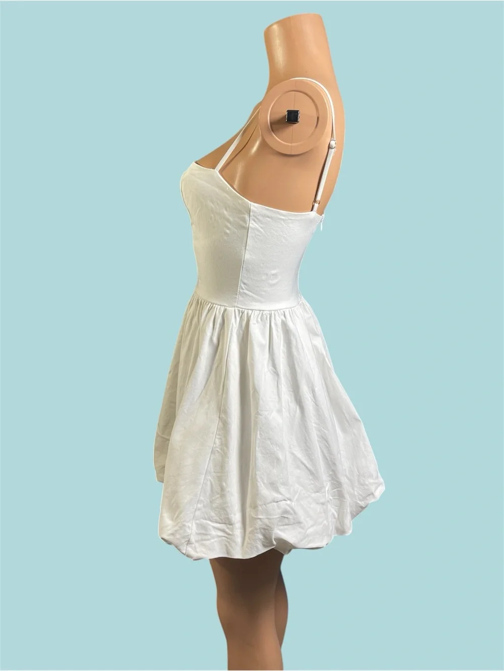 Hallelu Bubble Hem Mini White Dress - Picture 2 of 7